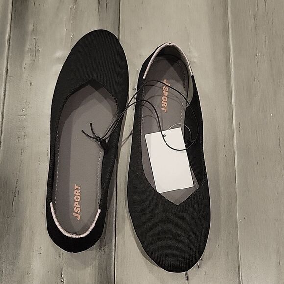 J Sport Black Flats, size 6 - Picture 1 of 6